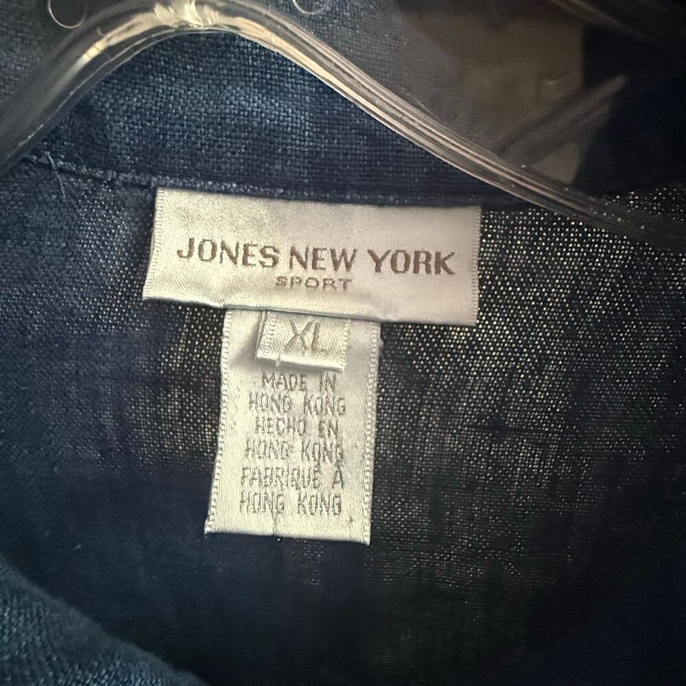 Jones New York 100% linen women’s blue button down shirt size xl - Picture 2 of 14